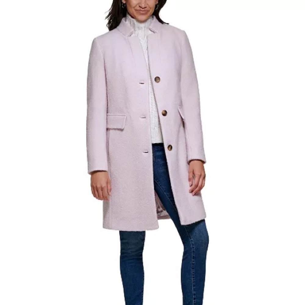 DKNY Single-Breasted Boucle Walker Coat